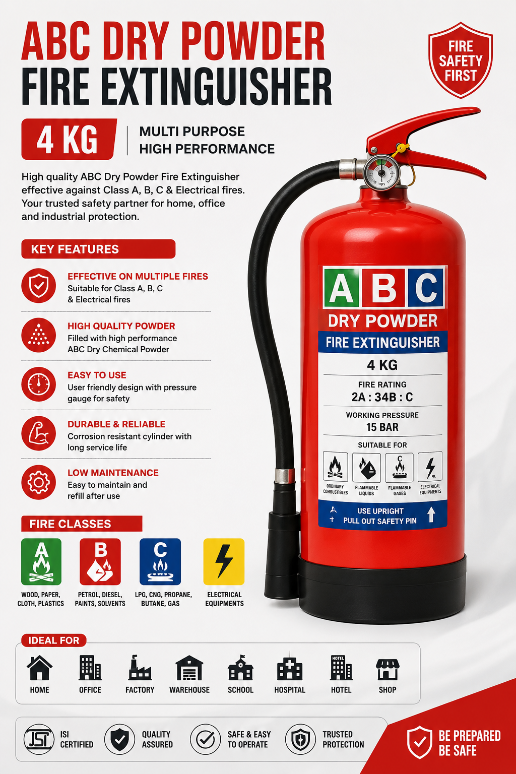 ABC Dry Powder Fire Extinguisher 4kg — Ankur Oxygen Gas Agency Delhi